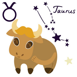 taurus zodiac sign in cartoon style isolate vector image