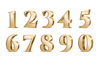 gold 3d numbers vector image