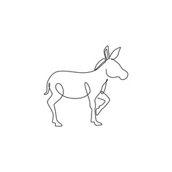 single continuous line drawing walking donkey vector image