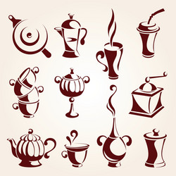 Coffee and tea elements set vector