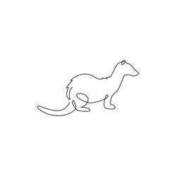 one single line drawing funny ferret for pet vector image