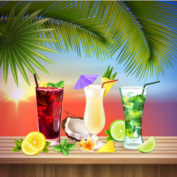 cocktails set realistic composition vector image