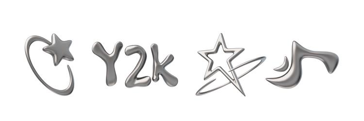 shiny chrome elements with y2k theme vector image