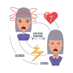 woman with heart attack symptoms and condition vector image