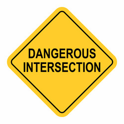 dangerous intersection traffic sign vector image