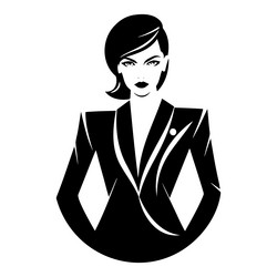 black and white drawing business woman vector image