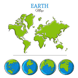 sketch globes collection vector image