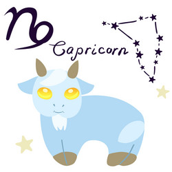 capricorn zodiac sign in cartoon style isolated vector image