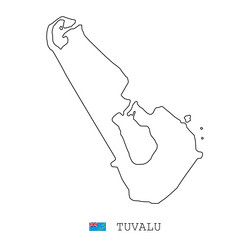 Tuvalu islands map line linear thin simple vector