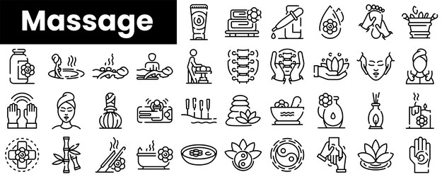 set of outline massage icons vector image