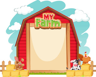 border template design with many farm animals vector image