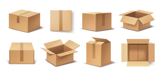 set of realistic boxes front and top views vector image