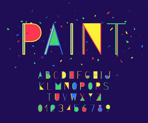 Paint font and alphabet numbers letters vector