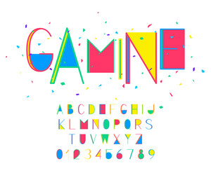 gamine font and alphabet numbers vector image