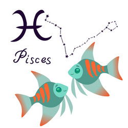 pisces zodiac sign cartoon isolated on white vector image