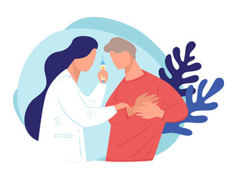 doctor caring for patient with sick heart nurse vector image