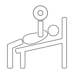 man lifts barbell on bench icon vector image