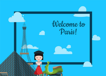 paris background cartoon france sights vector image