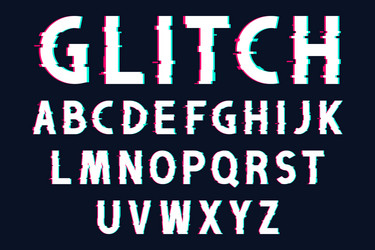 glitch font with distorted effect in 80s and 90s vector image