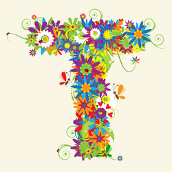 letter t floral design vector image