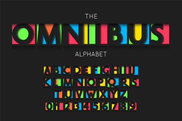 omnibus font and alphabet numbers vector image