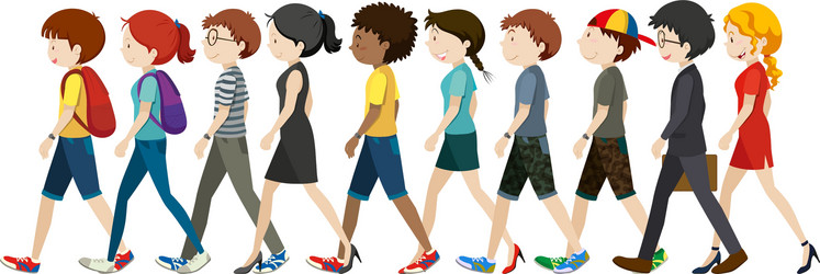 men and women walking vector image