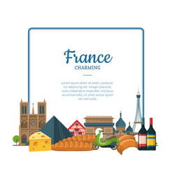 cartoon france sights and objects paris vector image