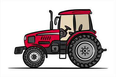 a hand drawn art of red tractor vector image