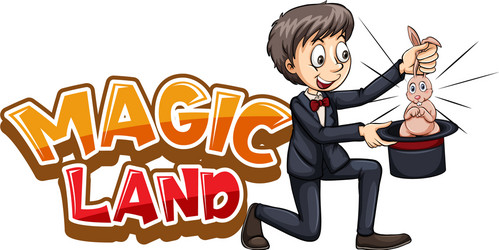 font design for word magic land with magician vector image