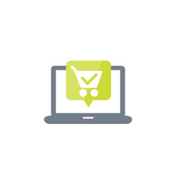 online order purchase icon with shopping cart vector image