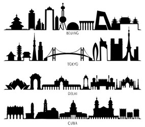 Skyline silhouette with city landmarks beijing vector