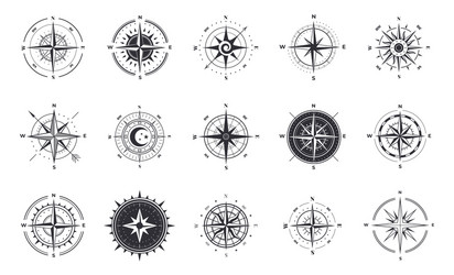 wind rose compass signs nautical instruments vector image