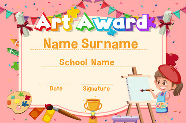 Certificate template design for art award vector