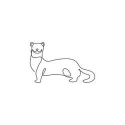 single one line drawing cute weasel vector image