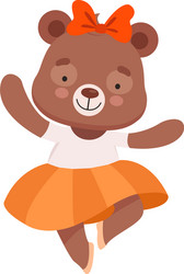 Smiling bear character wearing ballet skirt vector