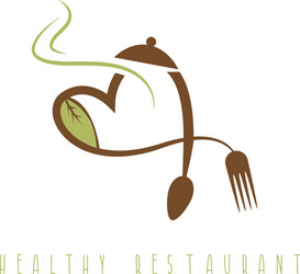 healthy restaurant concept with heart spoon vector image