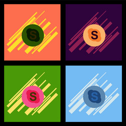 skype geometric polygonal icons bizarre mosaic vector