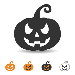 halloween pumpkin icon scary face for party vector image