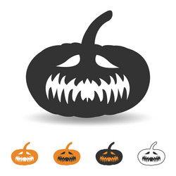 halloween pumpkin icon scary face for party vector image