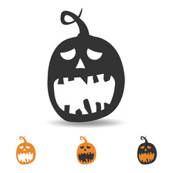 halloween pumpkin icon scary face for party vector image