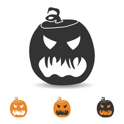 halloween pumpkin icon scary face for party vector image