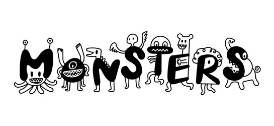 cute monsters cartoon characters vector image