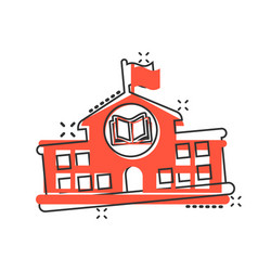 School building icon in comic style college vector