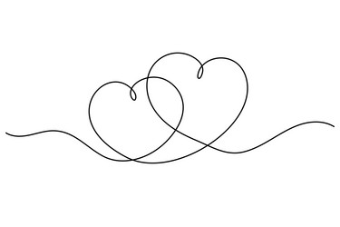 continuous line drawing hearts vector image