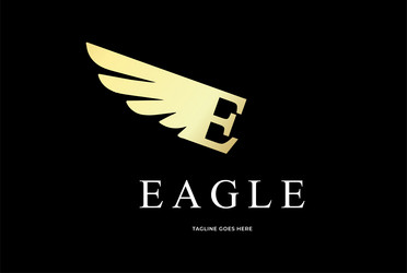 golden elegant luxury letter e for eagle wings vector image