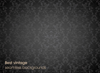 seamless black floral background vector image