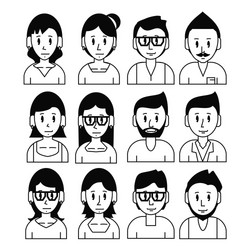 young friends cartoons set vector image