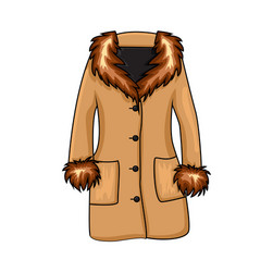 cartoon fur winter coat isolated on white vector image