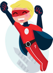 Flying superhero boy vector