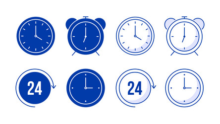 time icon collection outline clock elements vector image